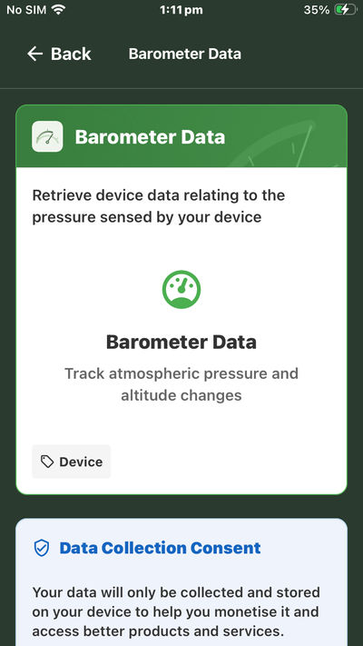 Your Data app – add barometer