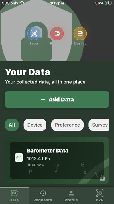 Your Data app – home screen