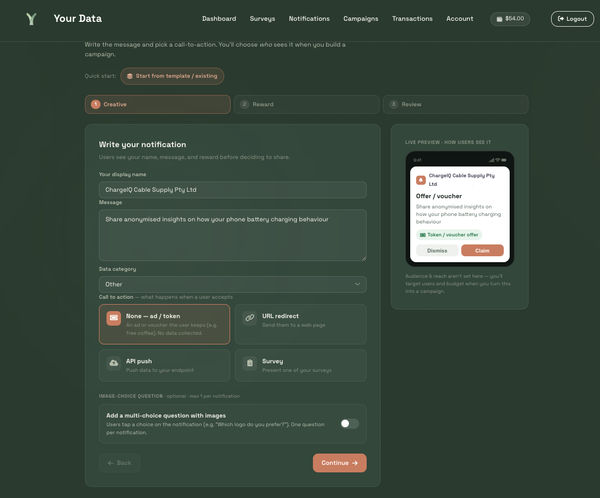 Vendor marketplace – notification