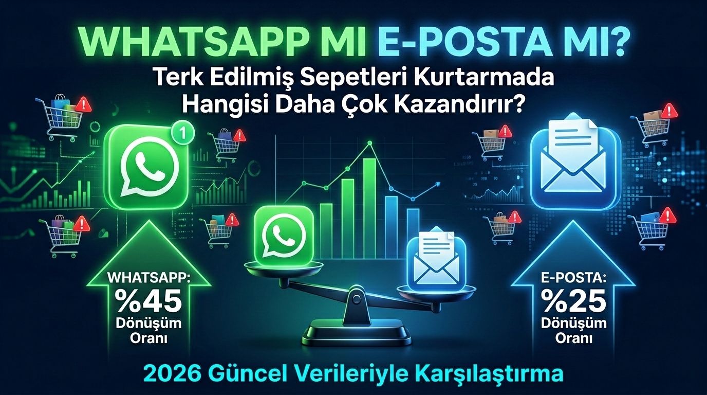 Terk Edilmiş Sepetleri Kurtarmak İçin WhatsApp Otomasyonu mu, E-posta mı? (2026 Verileriyle Hangisi Daha Çok Kazandırır?)