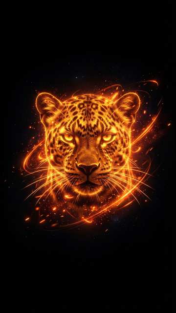 Fiery Neon Leopard Spirit — Animals wallpaper