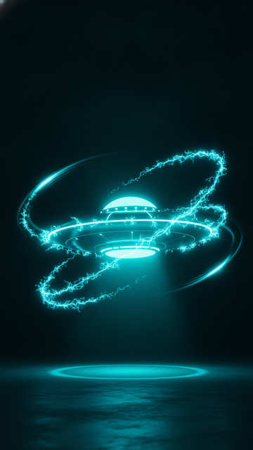 Luminous Neon UFO Flight — Technology wallpaper