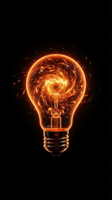 Radiant Orange Idea Bulb — Technology wallpaper
