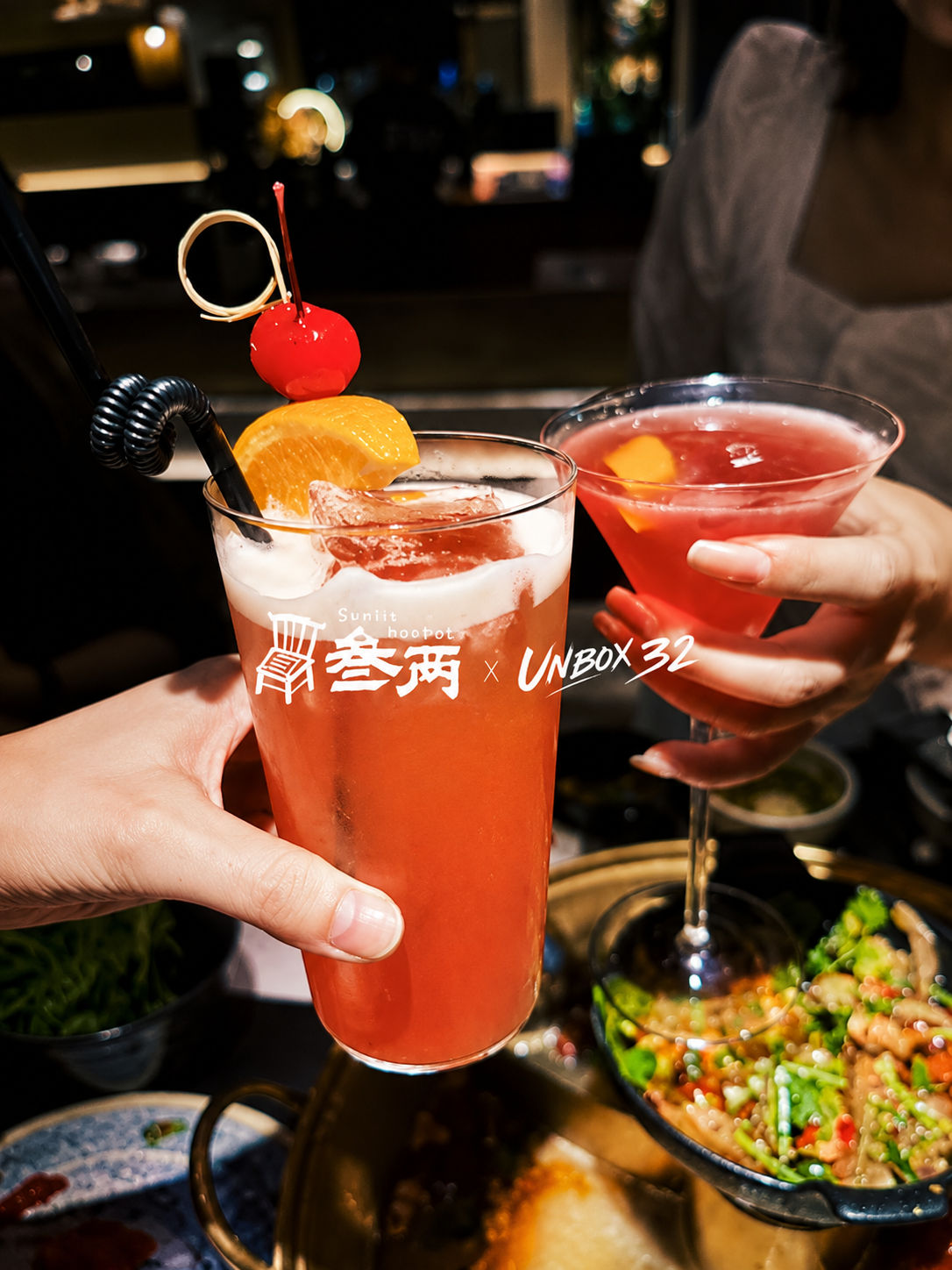Cocktails served with hotpot at SUNLIT HOTPOT Bangkok
