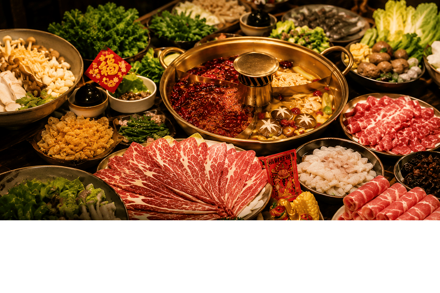 Premium meat seafood vegetables and mushrooms for hotpot in Ekkamai