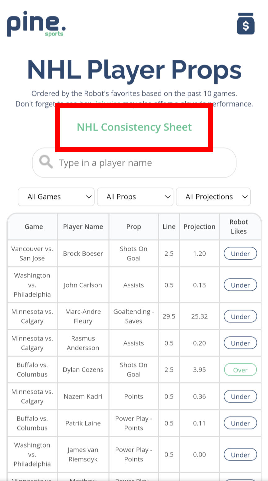 Using Pine Sports Consistency Sheets!