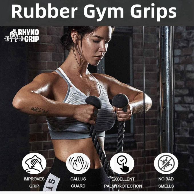 Rhynogrip Premium Rubber Weightlifting Grips Anti-Slip Dumbbell & Barbell Hooks for Deadlifts, Gym Workouts & Strength Training