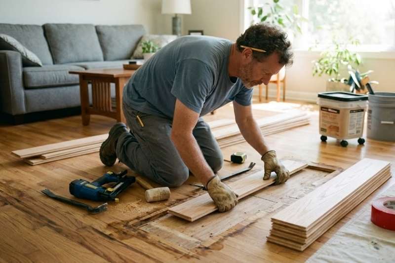 Wood Floor Water Damage Repair in Day, FL