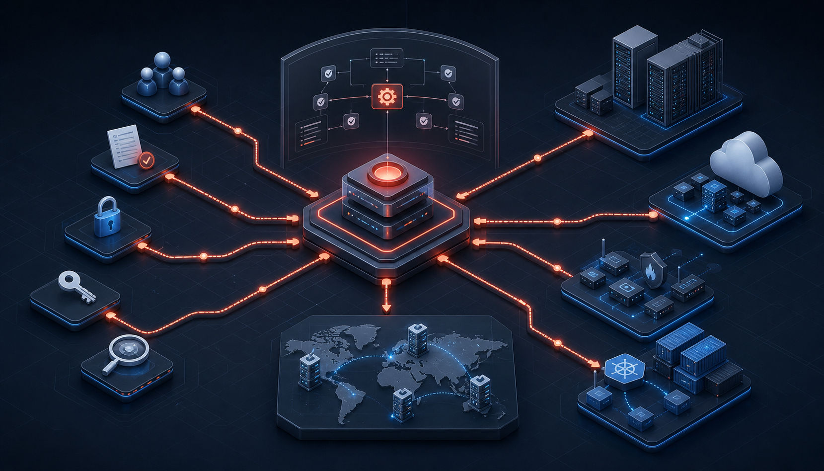 Ansible automation orchestrator coordinating workflows across hybrid infrastructure