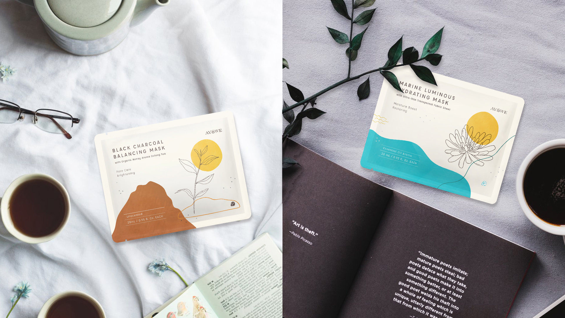 Original plant extract black and white facial mask essential oil series overall design