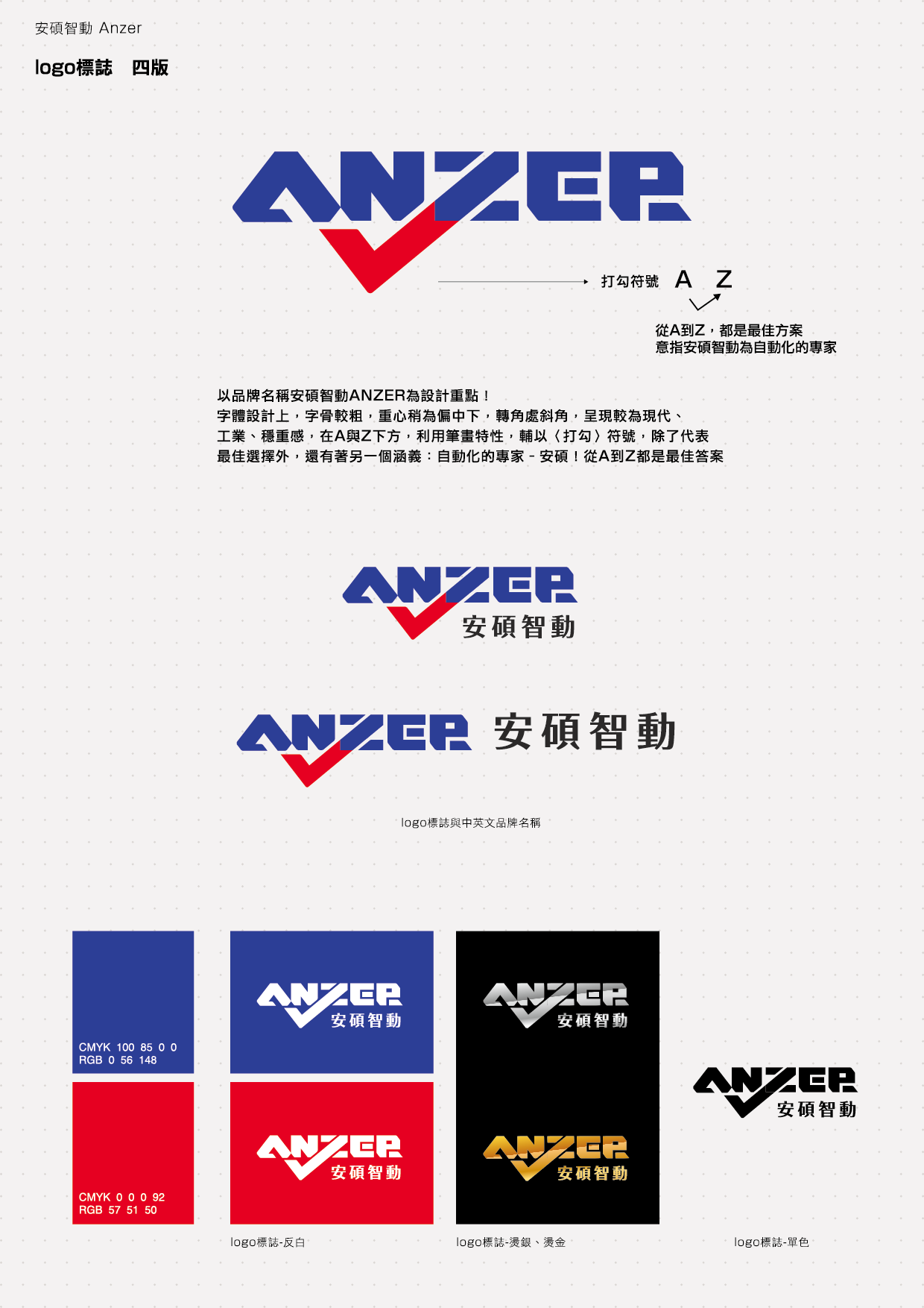 ANZER logo design front view