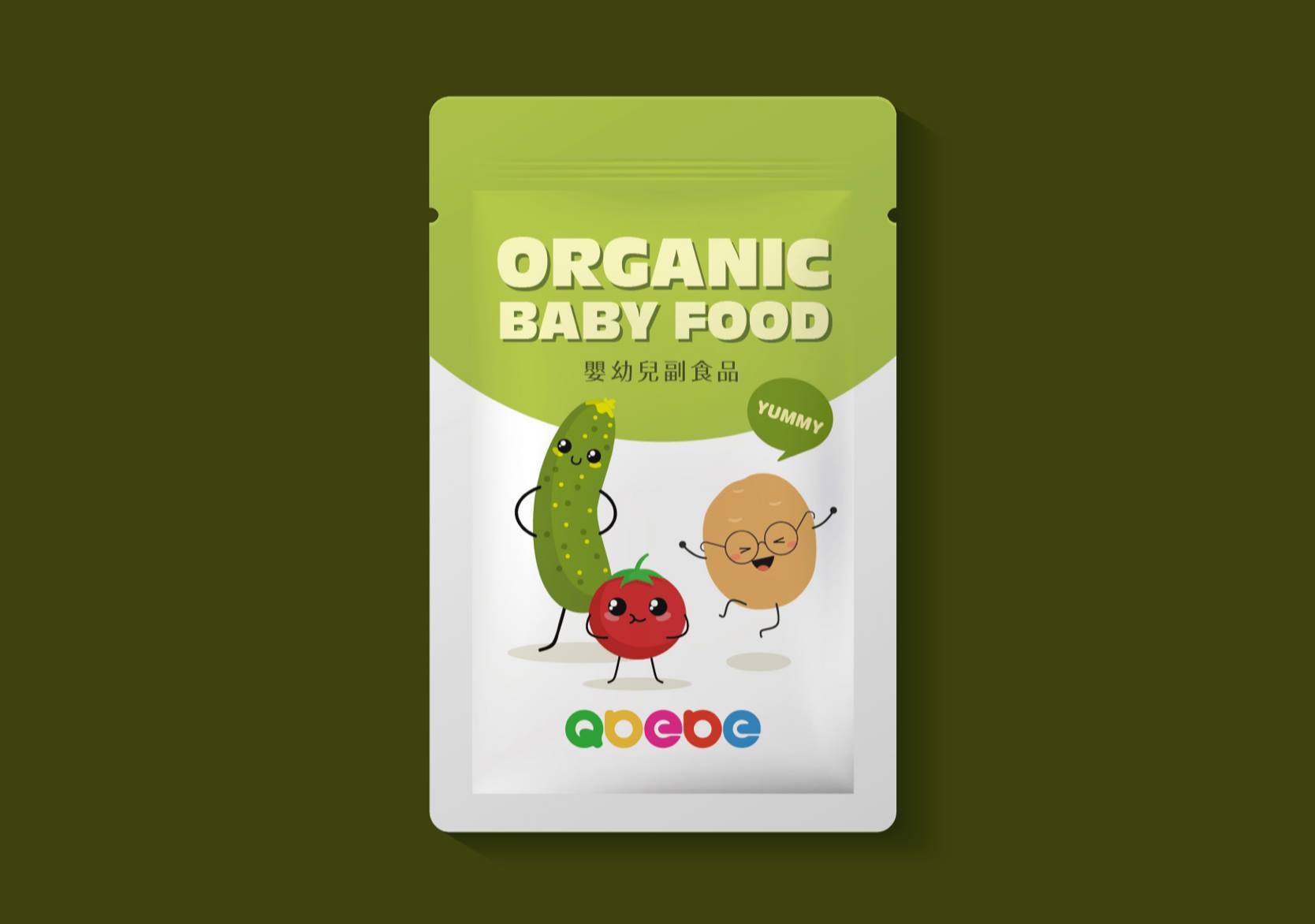 QBEBE baby food packaging design application mockup
