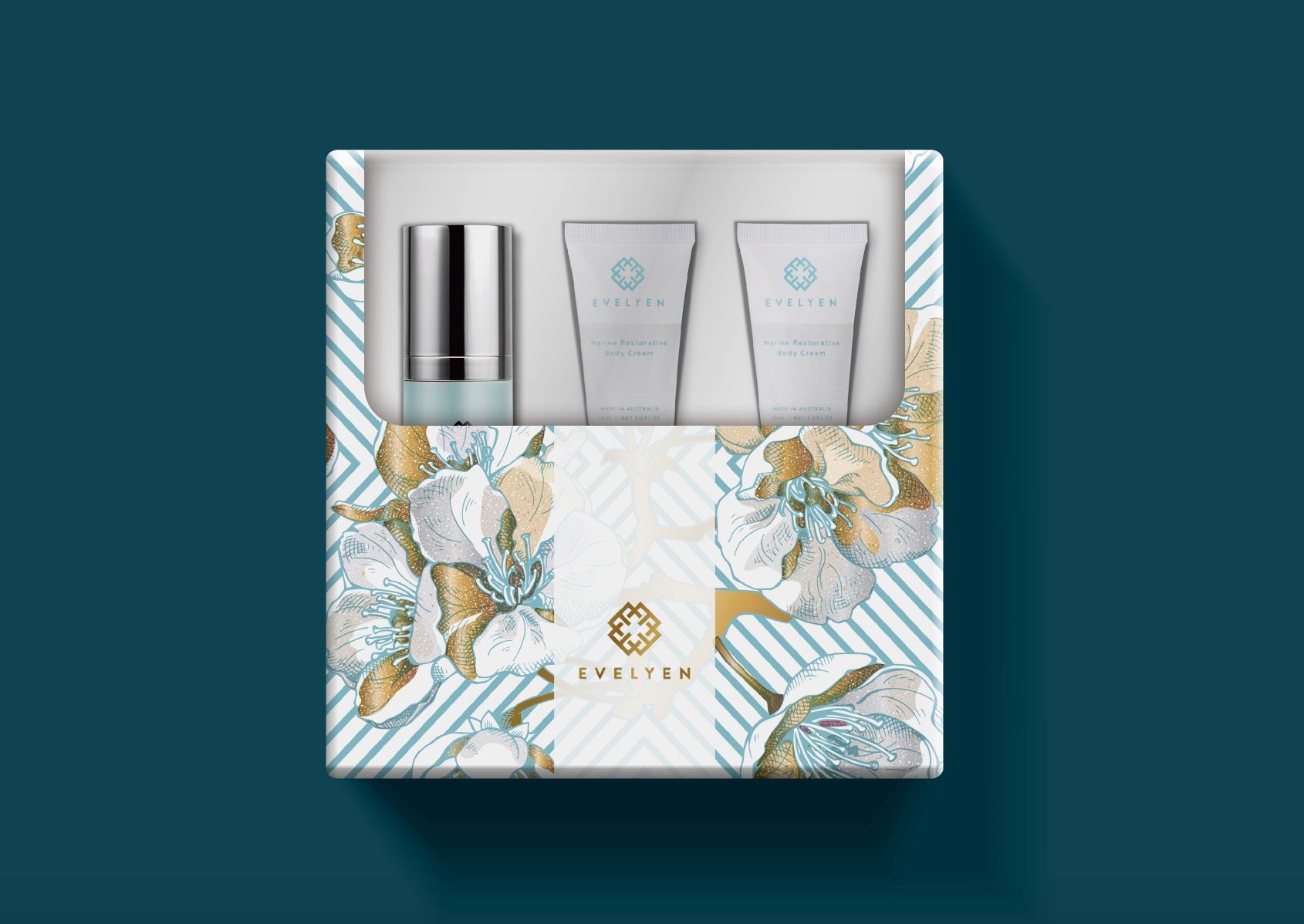 Evelyen Australian skin care brand packaging design design details