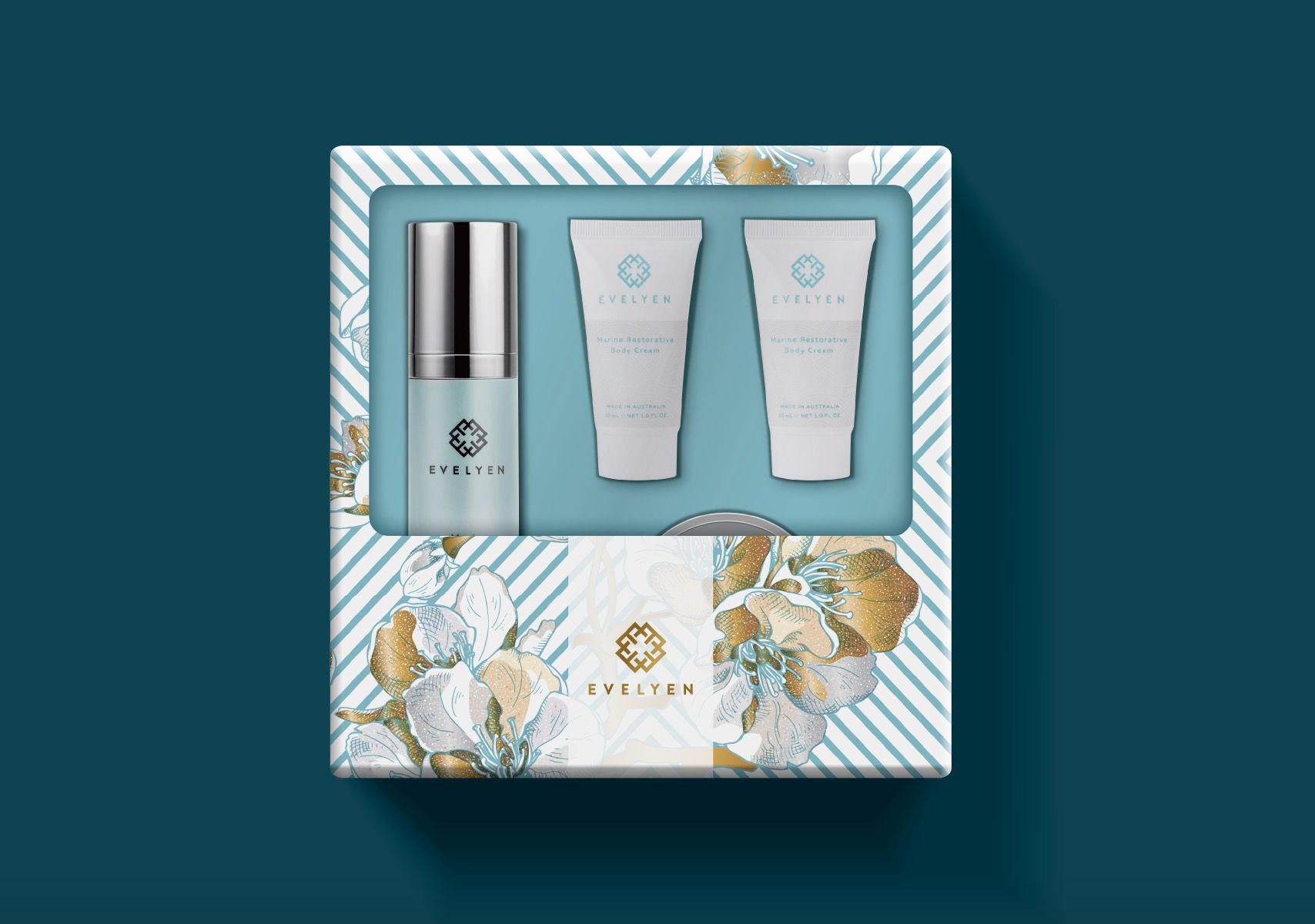 Evelyen Australian skin care brand packaging design
