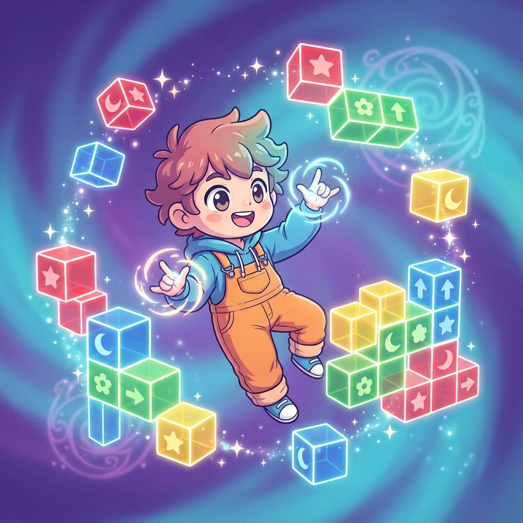 Children working together on colorful coding projects