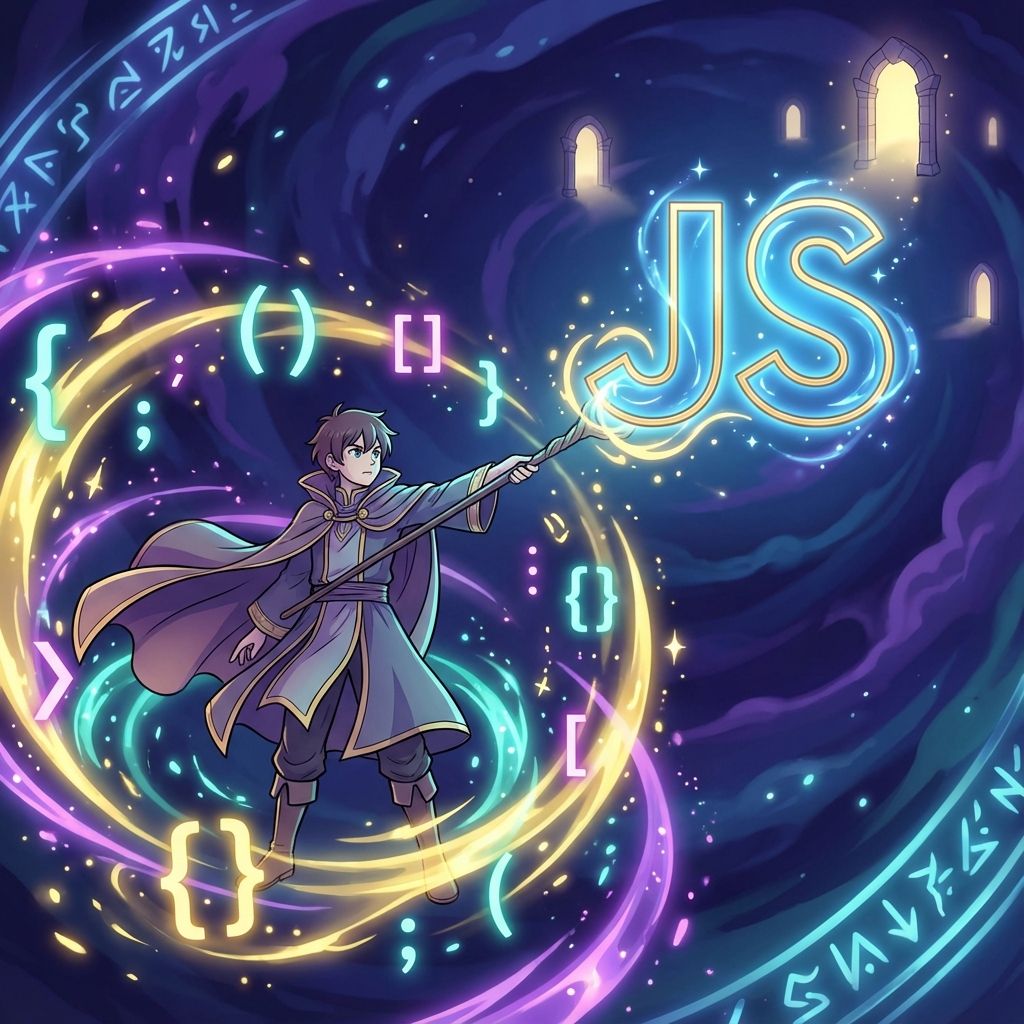 Magical JavaScript symbols and code elements floating
