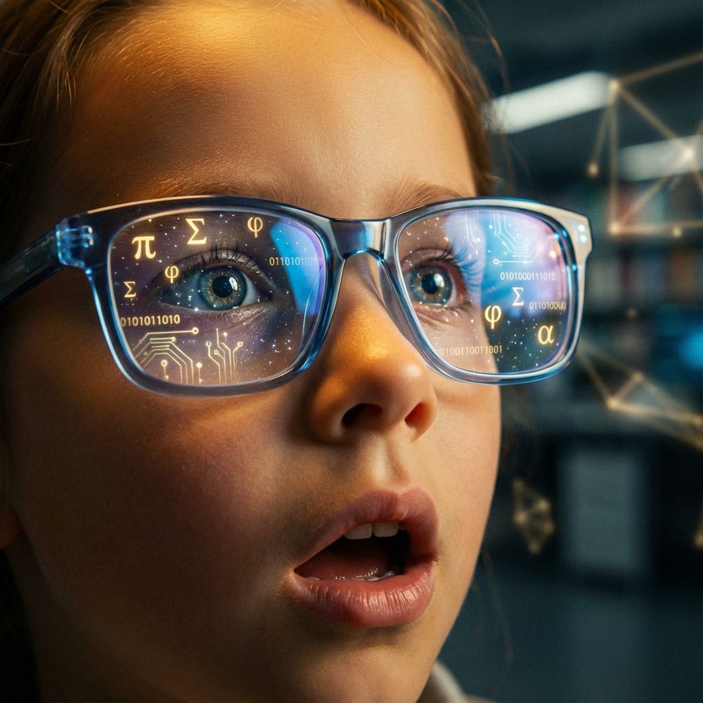 Child learning coding and developing mathematical thinking skills