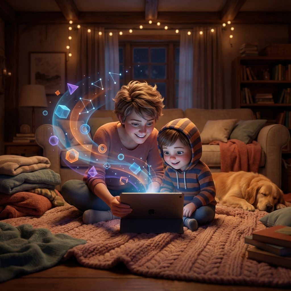 Parent and child learning coding together at home