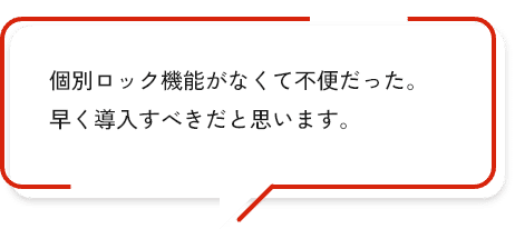 個別ロック機能がなくて不便だった。早く導入すべきだと思います。