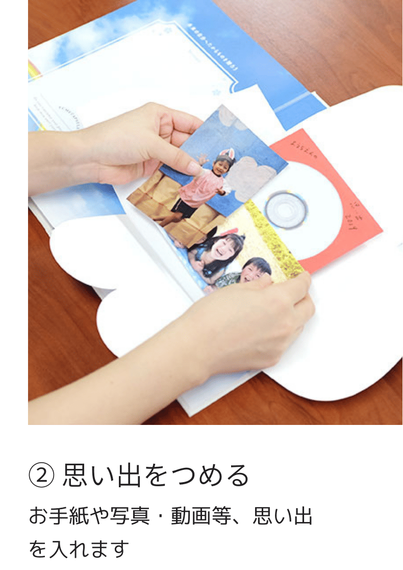 お手紙や写真を夢カプセルに入れているところ