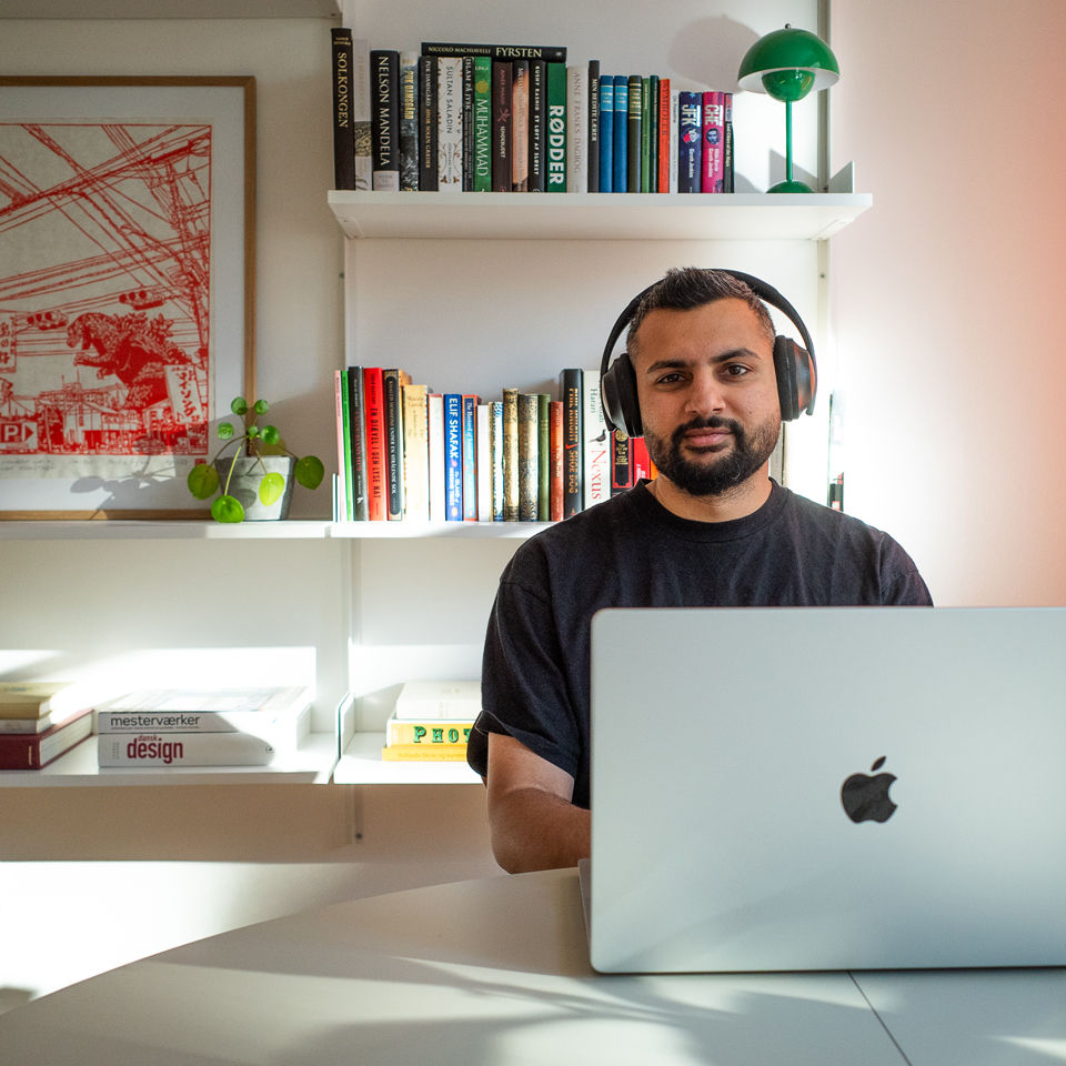 Yusef working from his home office