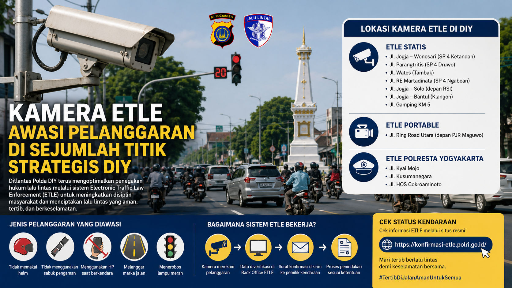 Kamera ETLE Awasi Pelanggaran Lalu Lintas di Sejumlah Titik Strategis DIY 