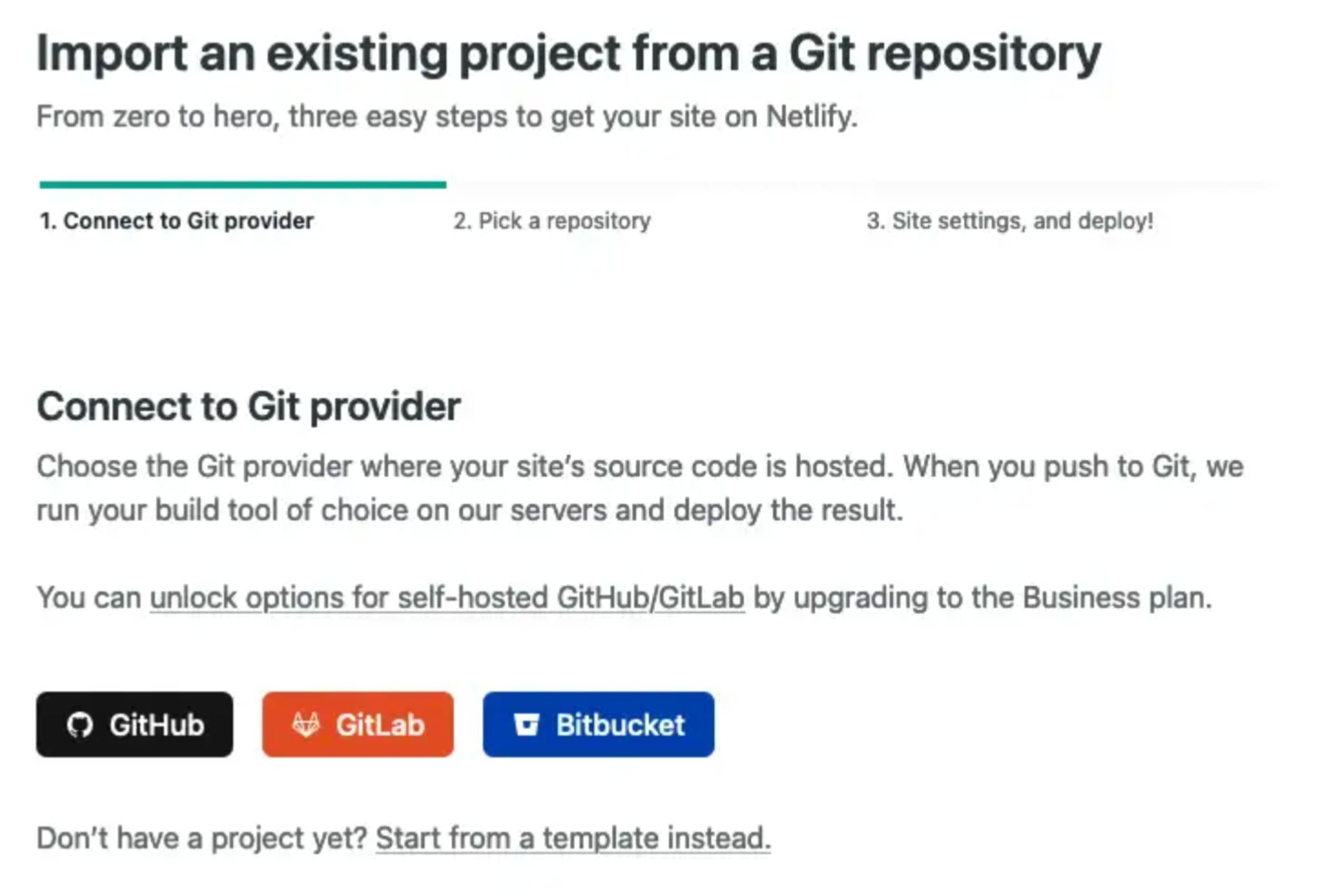 Netlify - New site from Git