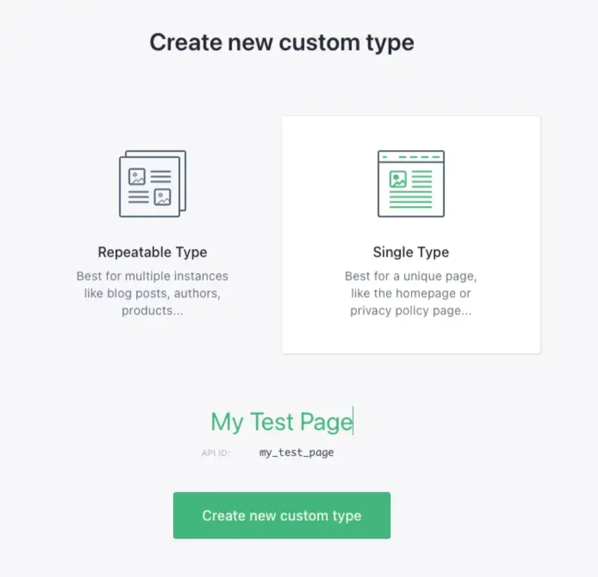 Prismic - Create new custom type