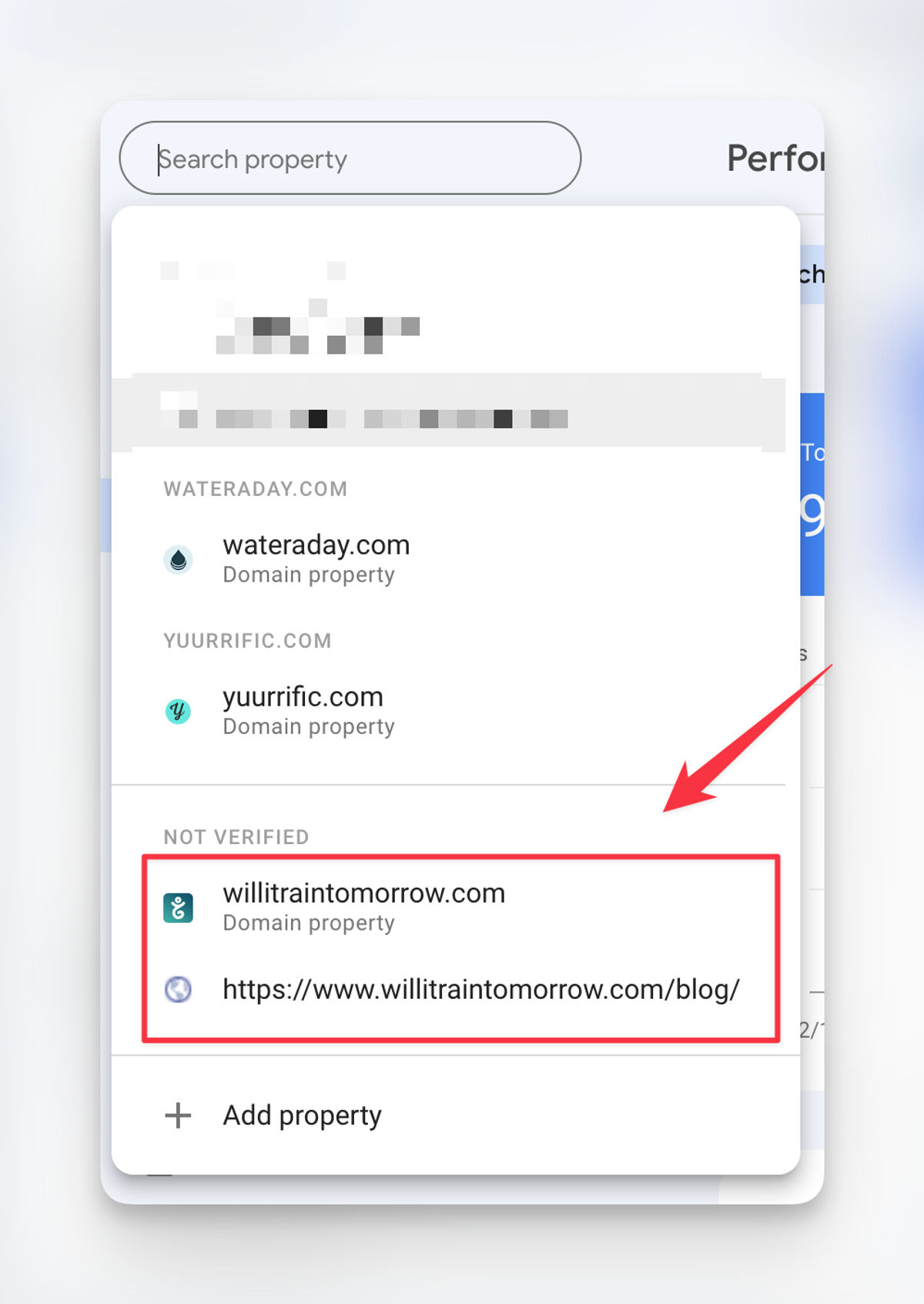 Google Search Console - Add Property