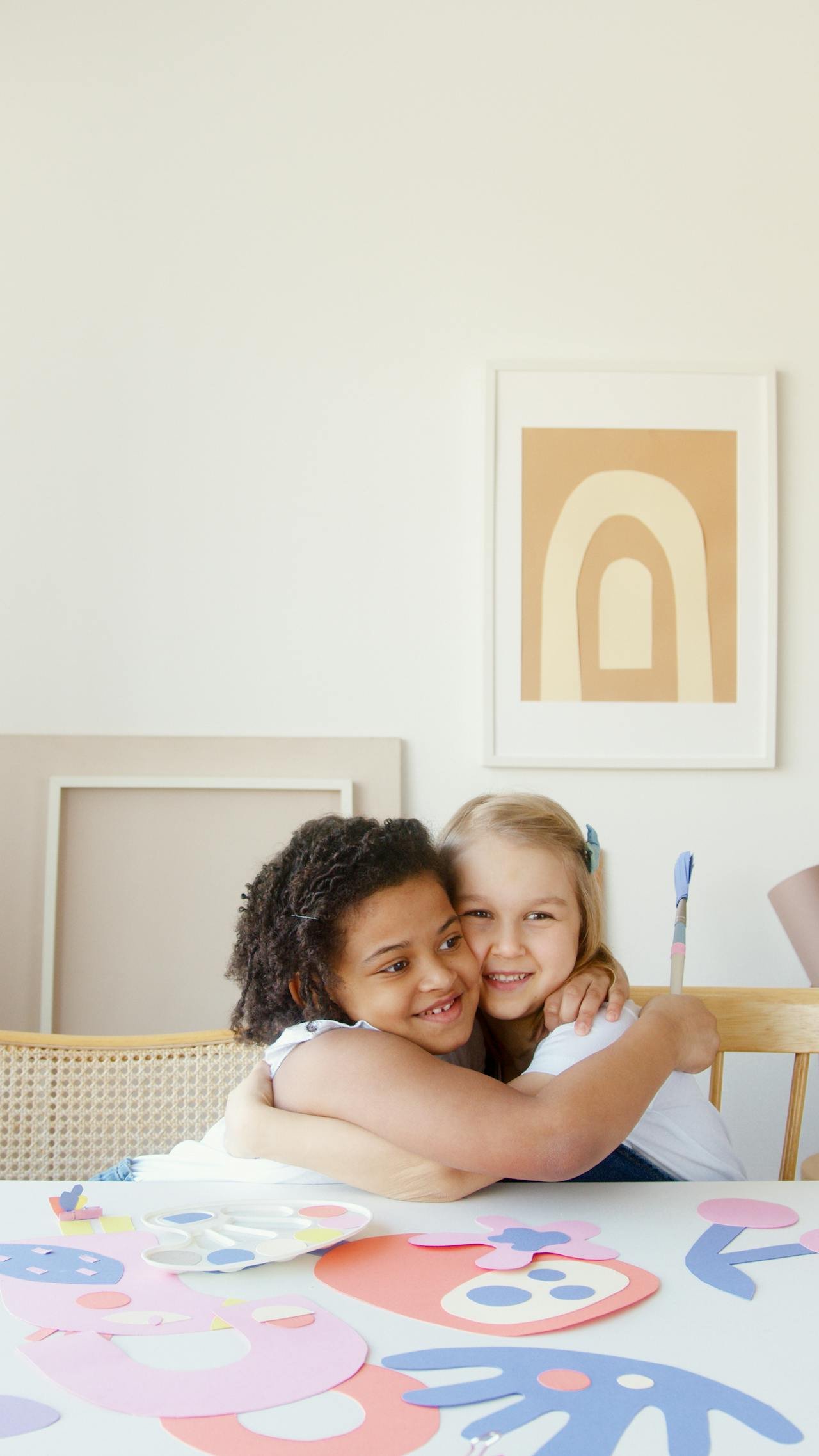 Kids drawing together