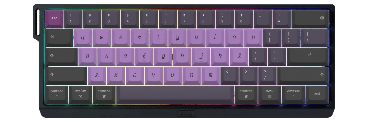 Victor Mono Nightshade Wooting 60HE v2 custom keycaps