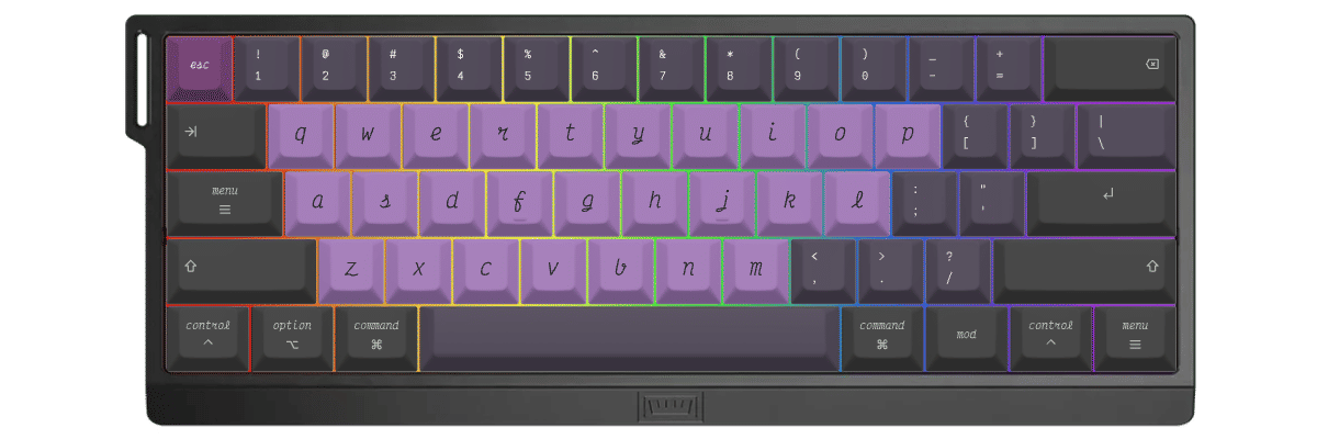 Victor Mono Nightshade Wooting 60HE+ custom keycaps