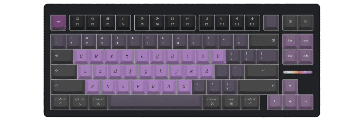 Victor Mono Nightshade Wooting 80HE custom keycaps