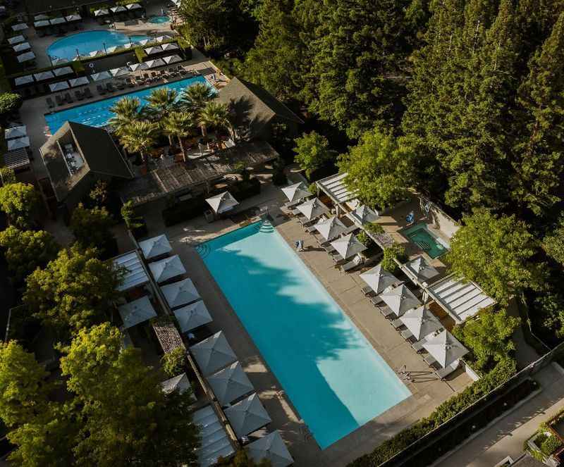 aerial view of three different pools