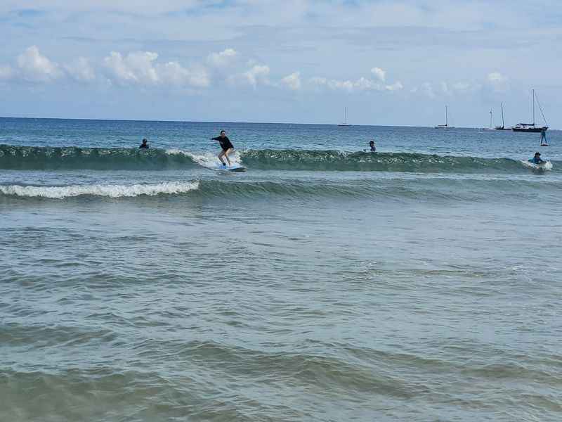 Surfing at Hanalei Bay