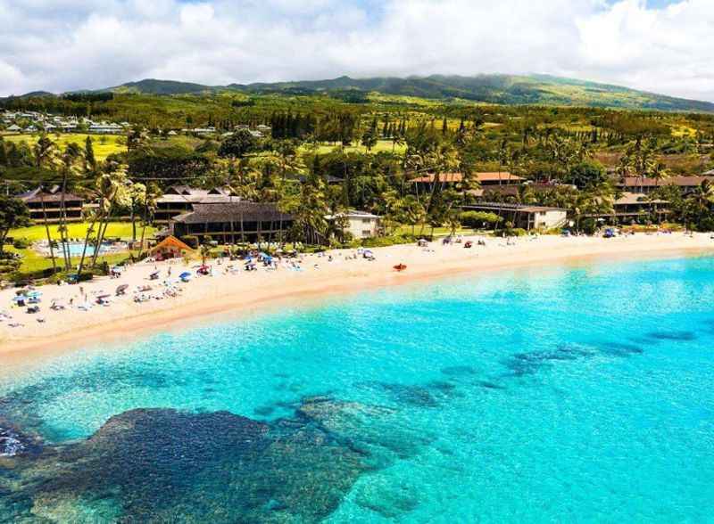 aerial view of Napili beach