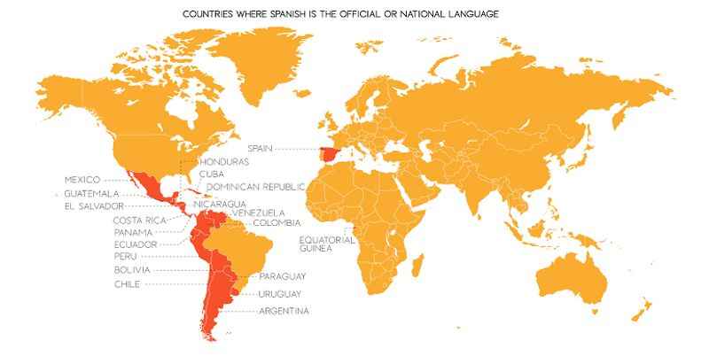 Image of map of Spanish speaking countries