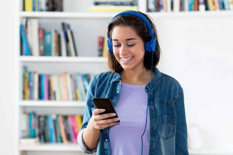 a woman wearing headphone