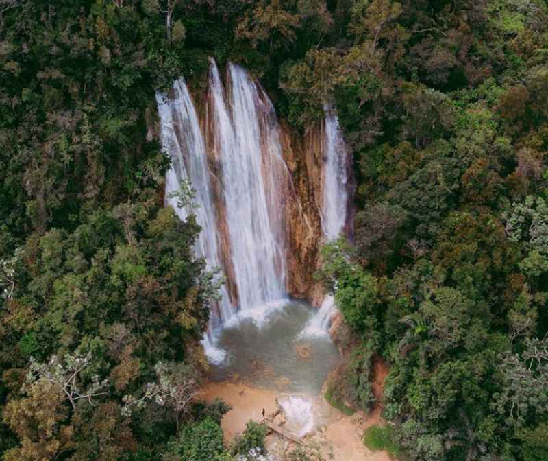 a waterfall in the middle of a forest