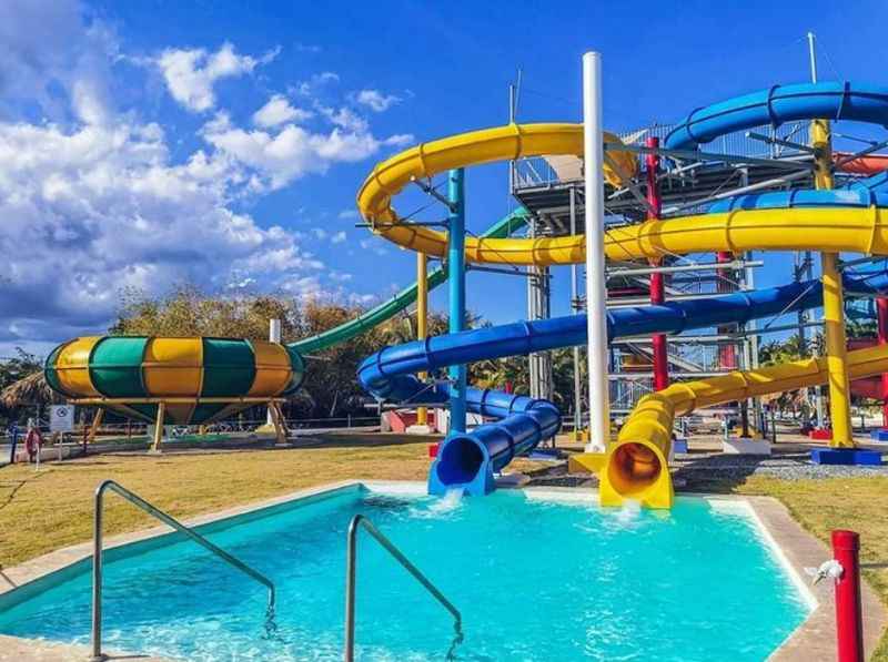 the water park  with loop slides at the resort