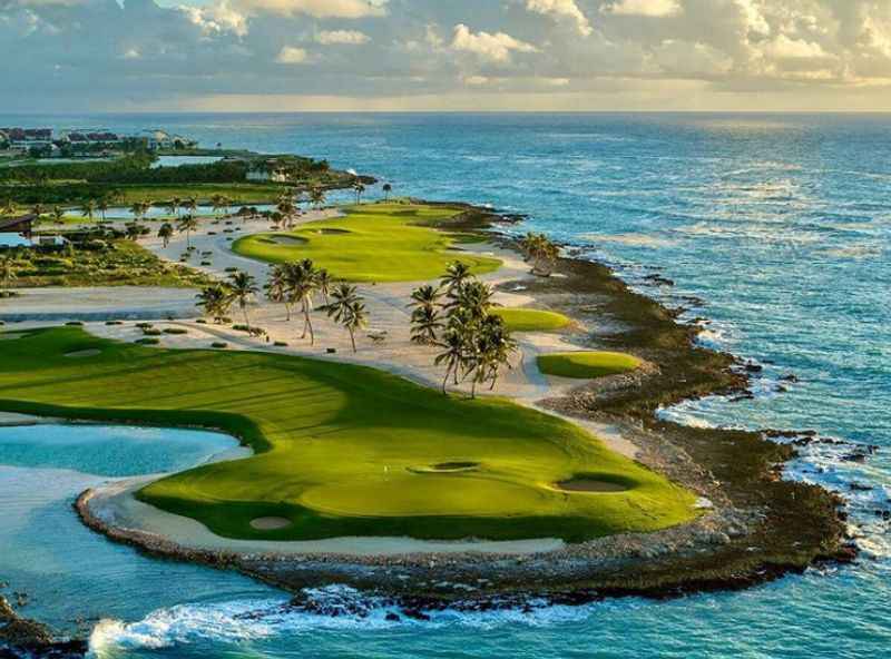 a golf course in an island