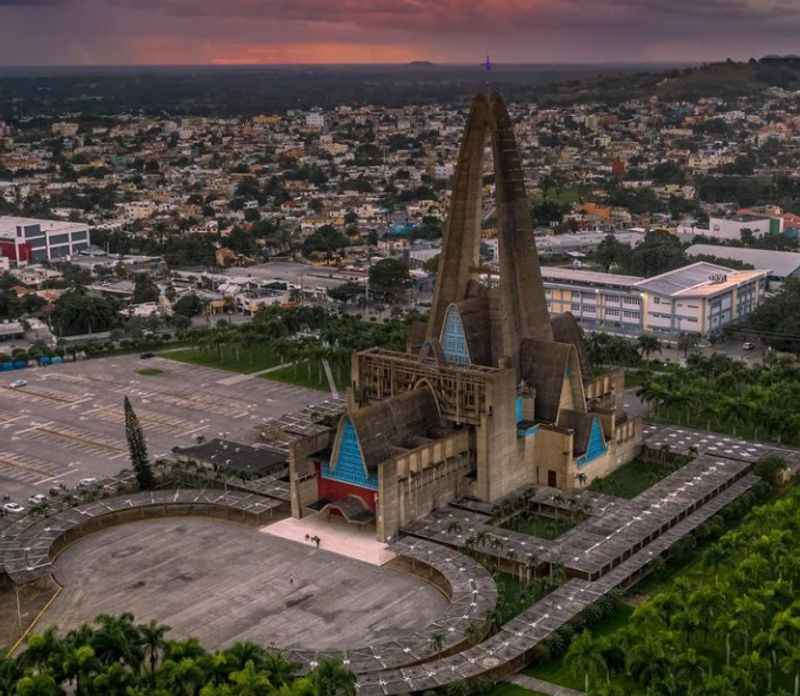 an aerial view of the city on a sunset