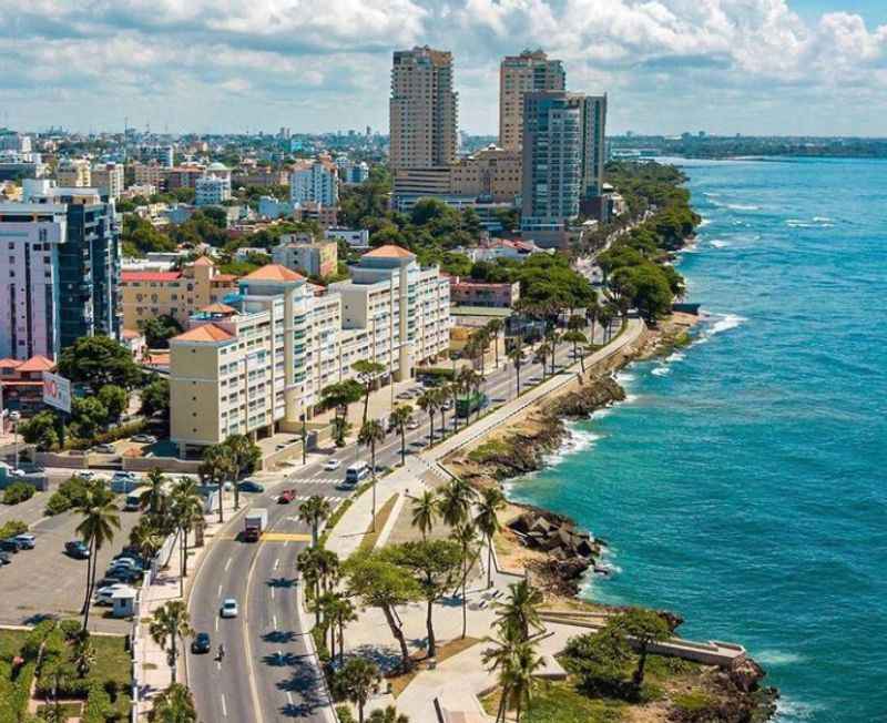 an aerial view of the beachfront