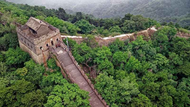 aerial view of the great wall of china