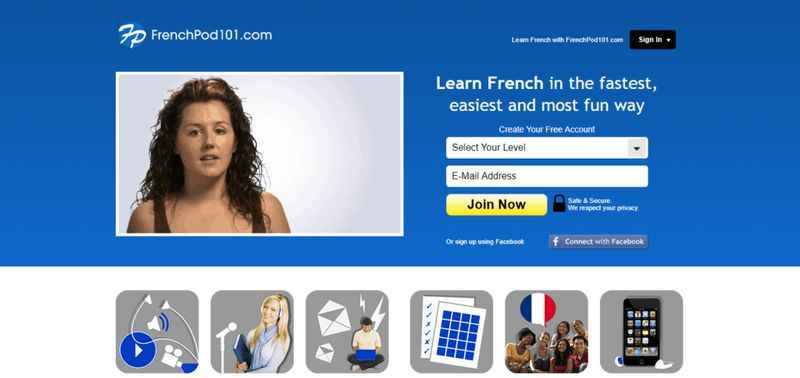 an image of frenchpod101 homepage