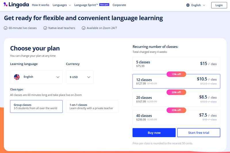 Lingoda Plans & Prices