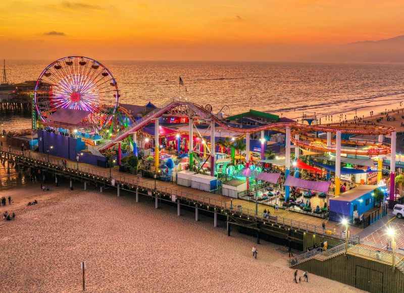 Santa Monica Pier and Santa Monica Boulevard