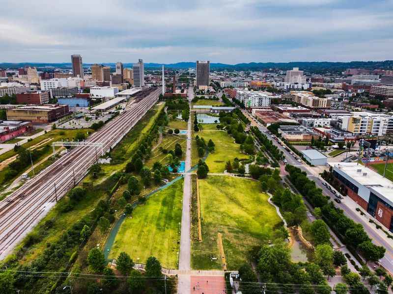 aerial view of downtown of Birmingham