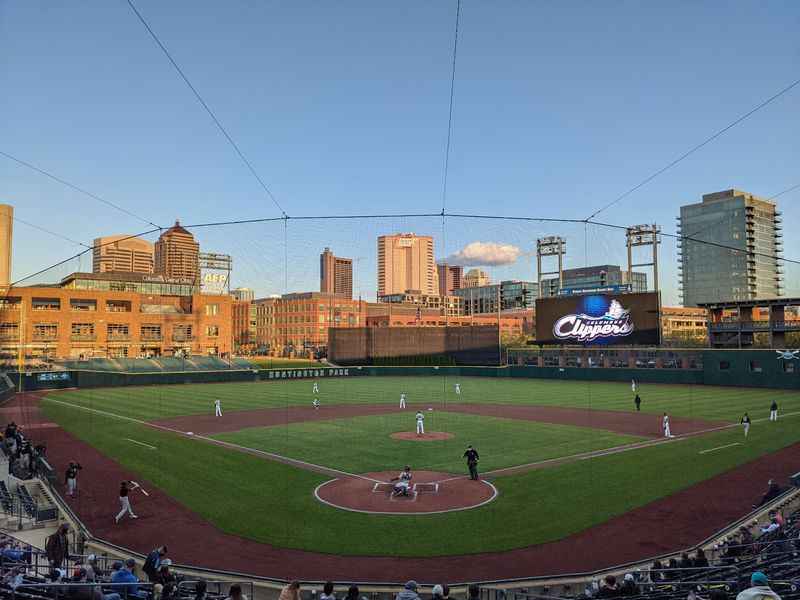 a baseball game is being played in a stadium