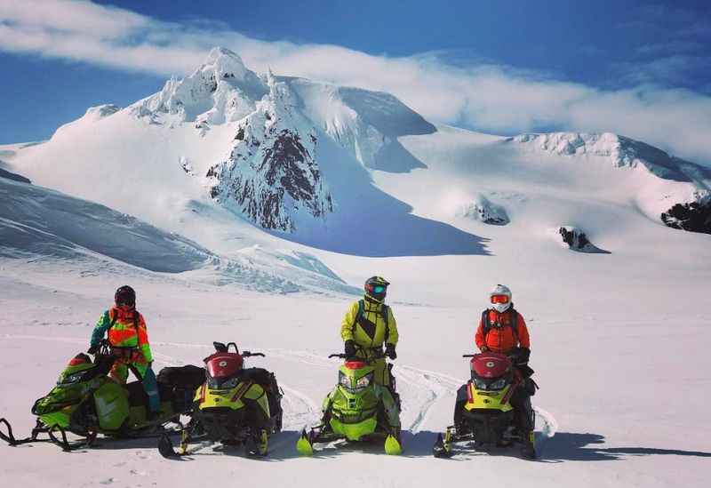 Snowmobiling on a Glacier